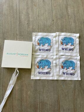 August Morgan Blue Rhino 'WHINO' Cocktail Napkins - Set of 4